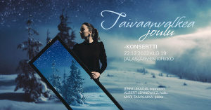 Sinisävyinen talvimaisema ja sopraano Jenni Liikaoja