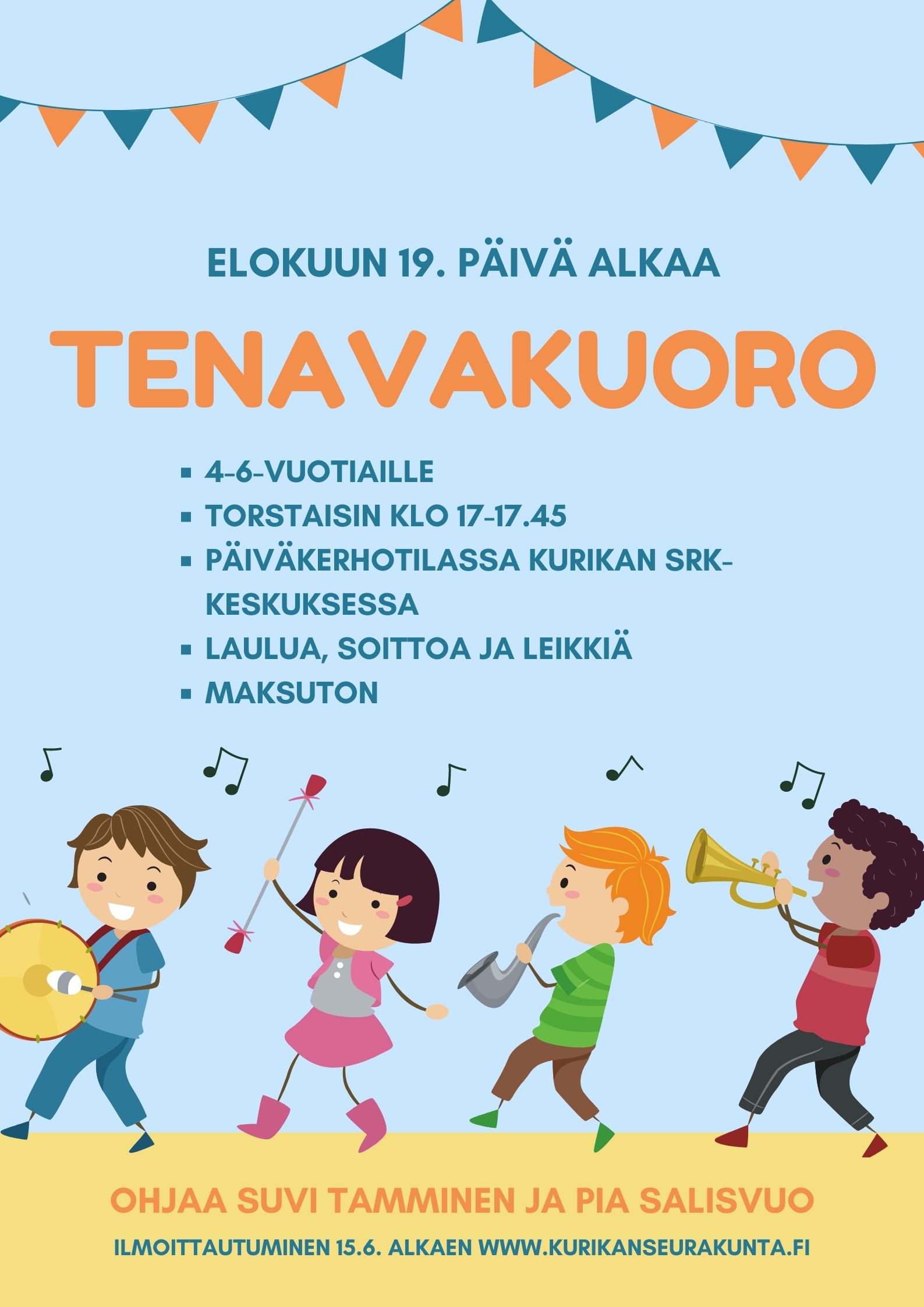 Tenavakuoro Lapset soittavat eri soittimilla