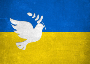 Ukrainan lippu ja rauhan kyyhky